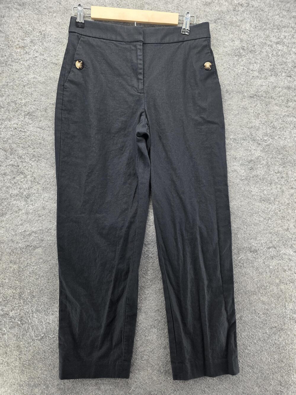 J.CREW Pants Womens 4 Black Dress Twill Pull On Elastic Waist Pockets 26.5 In